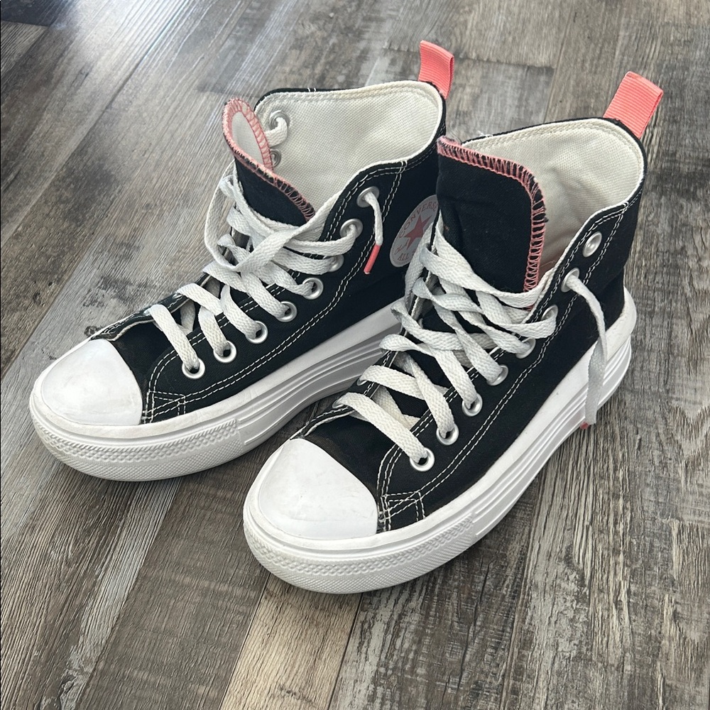 Girls Converse White and Pink High-Tops